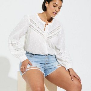 NWT Torrid White Cotton Blouse Size 1